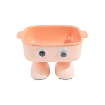 Robot-shaped elevated cat bowl with 15 degree tilt in green colour with detachable inner bowl