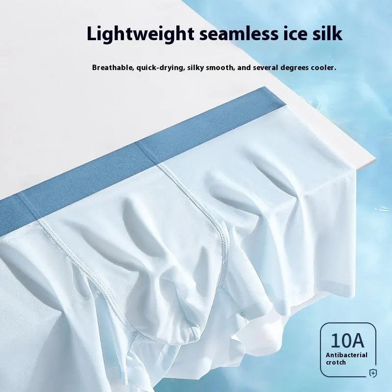 Men's Ice Silk Shorts with Graphene Antibacterial Fabric: 4-Season Breathable & Seamless Design in Sizes L to 3XL