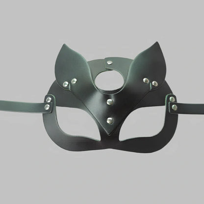 Black PU leather BDSM bondage harness set with adjustable straps and four restraint components