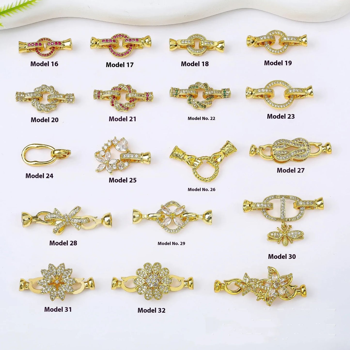 Small 18K gold colour electroplated necklace buckle for DIY jewellery making