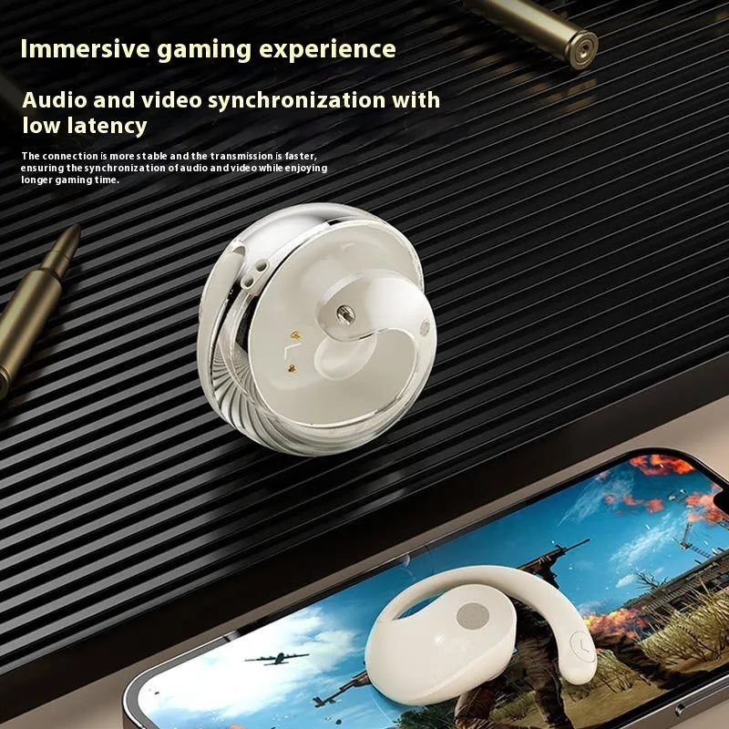 Small Coconut Ball Wireless Bluetooth Ear-Hook Headset with Bone Conduction, Call Function, Music Support, 10 Metre Transmission Range, 0-4 Hour Battery Life, PC ABS, Black, Milky White or Violet, AI Translation Option