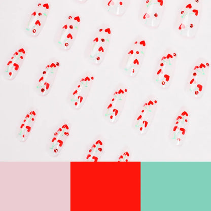 French Love Red Diamond Small Cherry Wear Armour kit with 24 sheets and glue for nail art