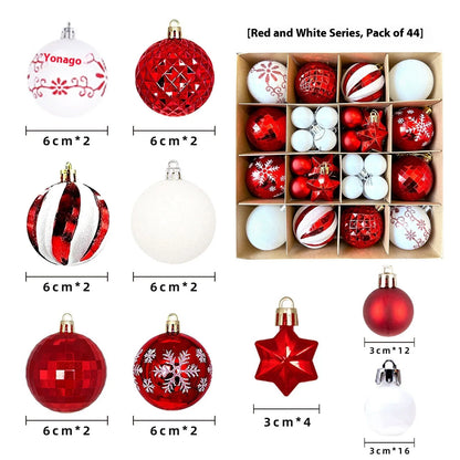 Christmas decoration pendant set with electroplated balls and painted gifts in cowhide presentation box