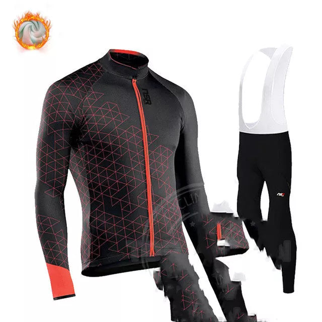 Winter cycling jersey with moisture-wicking technology and memory fabric for cold weather rides