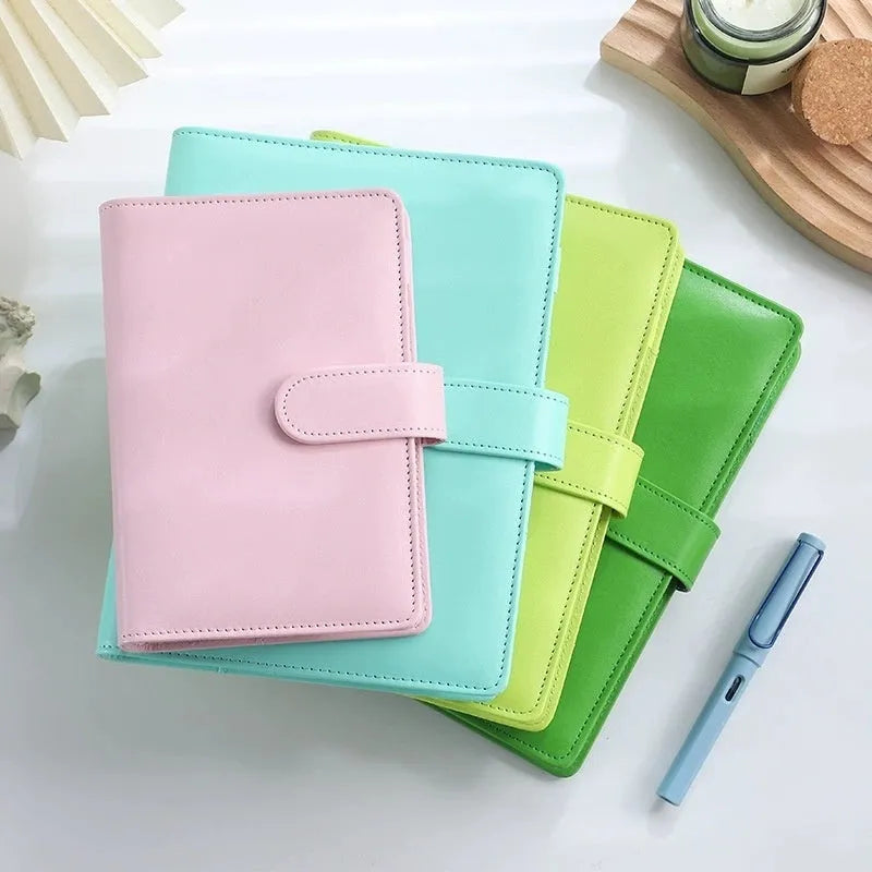 A5 PU leather notebook binder shell with zipper closure in a solid colour.
