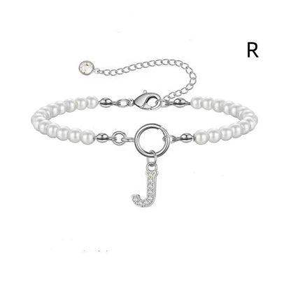 2024 Fashion Toggle Clasp Initial Bracelet with 6mm Pearl