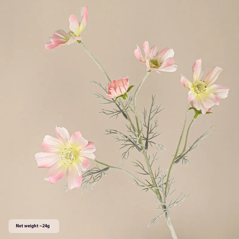 Small artificial Persian chrysanthemum bouquet in milky white colour with plastic stems and silk petals