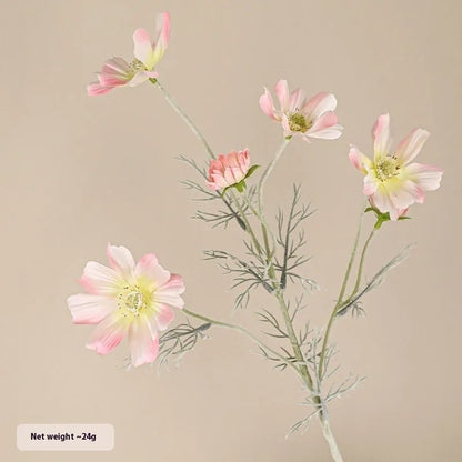 Small artificial Persian chrysanthemum bouquet in milky white colour with plastic stems and silk petals
