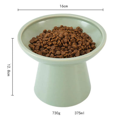 16cm extra wide elevated lead-free ceramic cat bowl for food and water