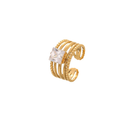 Gold electroplated stainless steel ring with heart shape design and open mouth fitting