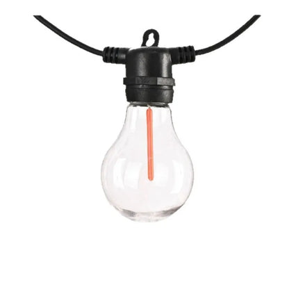 Outdoor waterproof string lights with 10 A60 clear meteor bulbs on 5m cable