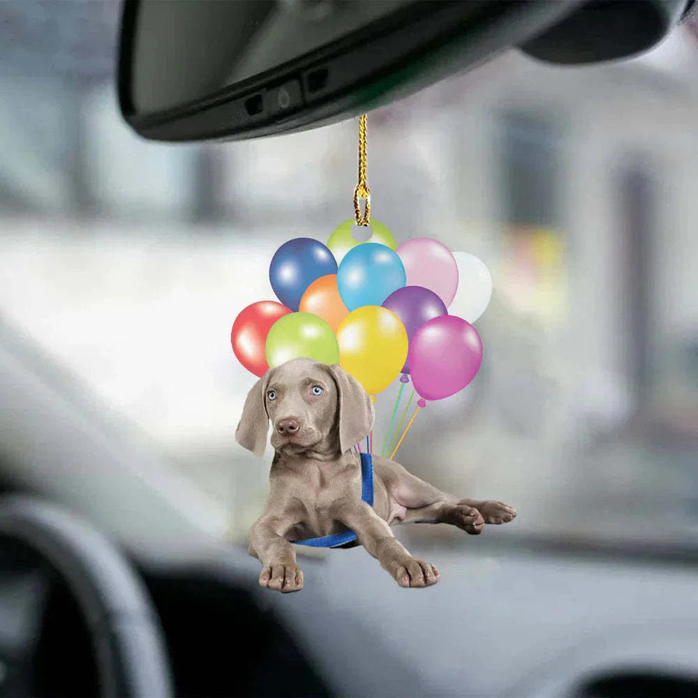 Charming dog-shaped car decoration with vibrant parachute accent, made of durable acrylic for versatile use.