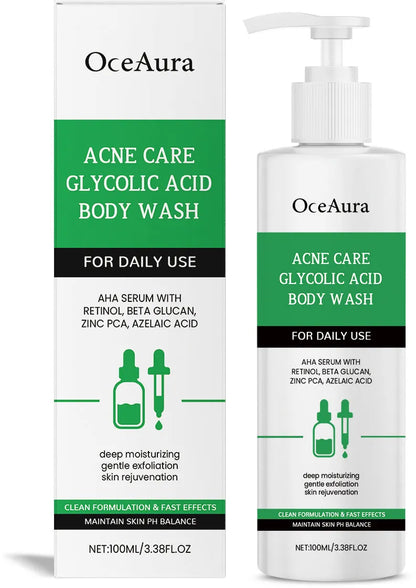 100ml shower gel bottle with glycolic acid and retinol for oily skin