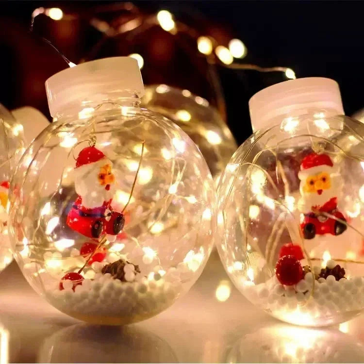 10PCS LED Christmas Curtain Lamp Set with fairy snowman and wishing ball designs for festive decoration