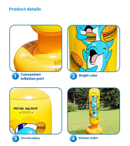 Yellow inflatable boxing column tumbler measuring 120x25cm for fitness training