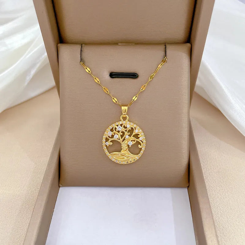 Gold-plated adjustable cross necklace with mother pearl pendant and rhinestone zircon details on 41-50cm chain