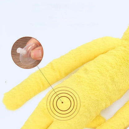 Pink and yellow plush dog toy with rattle and crinkle sounds for large breed chewing