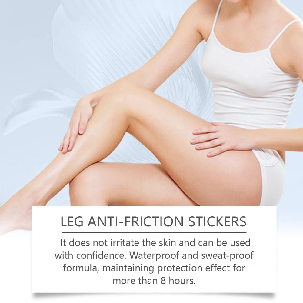 10 leg anti-wear patches measuring 10cm by 5cm with sodium hyaluronate for friction protection