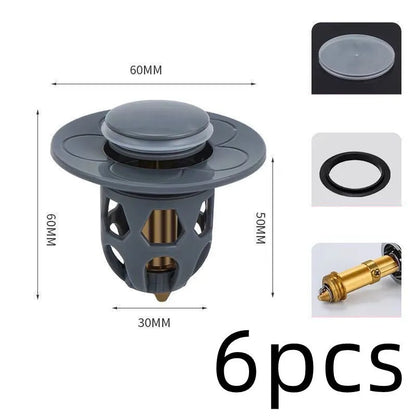 Copper core bouncing washbasin drain plug with universal 1.1-1.5 inch head in metallic finish