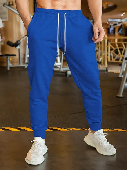 Men's linen style leisure trousers with elastic lace waist in loose fit design