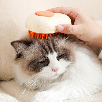 Soothing Pet Grooming Brush with steam function and avocado-shaped design for gentle, effective pet grooming and massage
