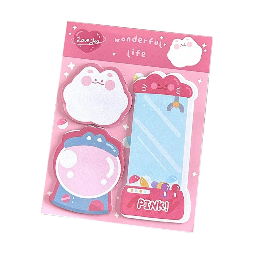 Cartoon combination sticky notes pad with 60 paper sheets, 10 x 13cm special-shaped memo stickers in four cover colours