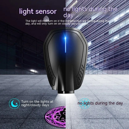 Black car ambient light laser projector unit with electronic components for vehicle installation