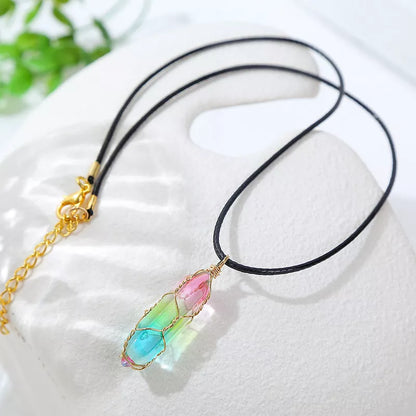 Women's Transparent Geometric Diamond Crystal Necklace with sparkling crystals