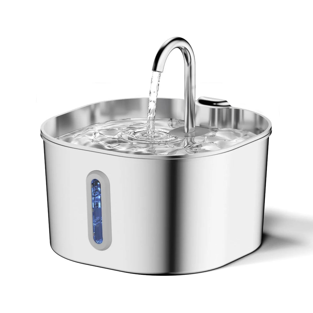 2.2L stainless steel smart pet water dispenser with faucet strip window, water pump and filter for dogs and cats