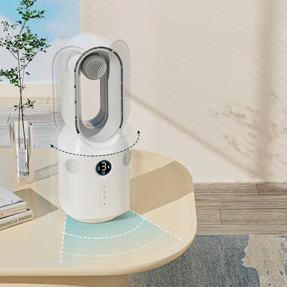 Multifunctional bladeless fan with Bluetooth speaker and LED night light for home decor and cooling comfort
