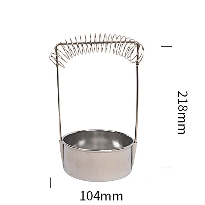 Silver stainless steel oil painting pen washer with spring brush clamp and leaking plug for cleaning brushes with solvent or water.
