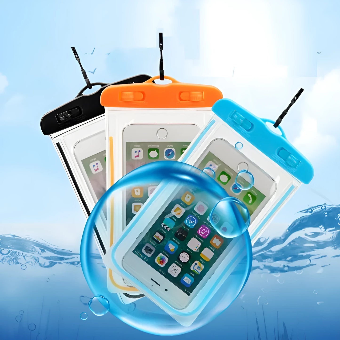 Transparent waterproof PVC phone case with luminous properties for outdoor sports protection