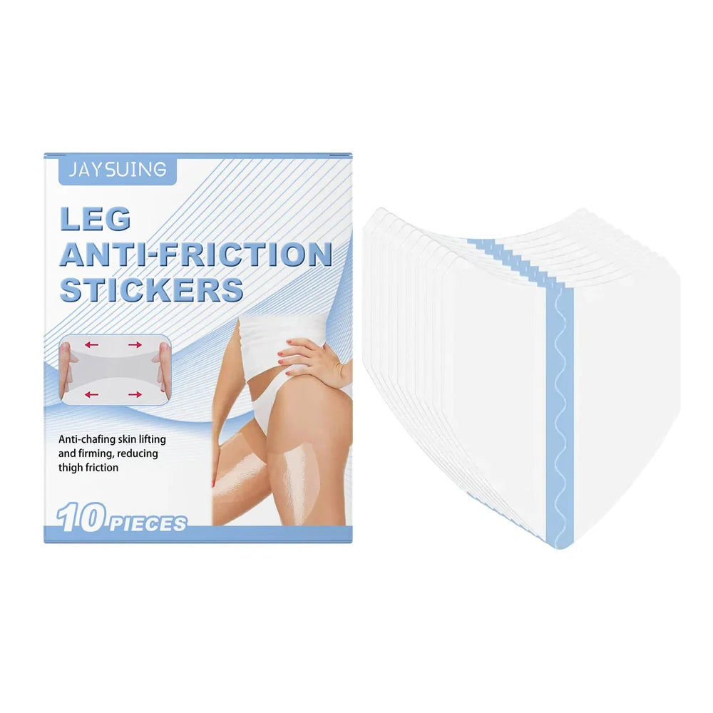 10 leg anti-wear patches measuring 10cm by 5cm with sodium hyaluronate for friction protection