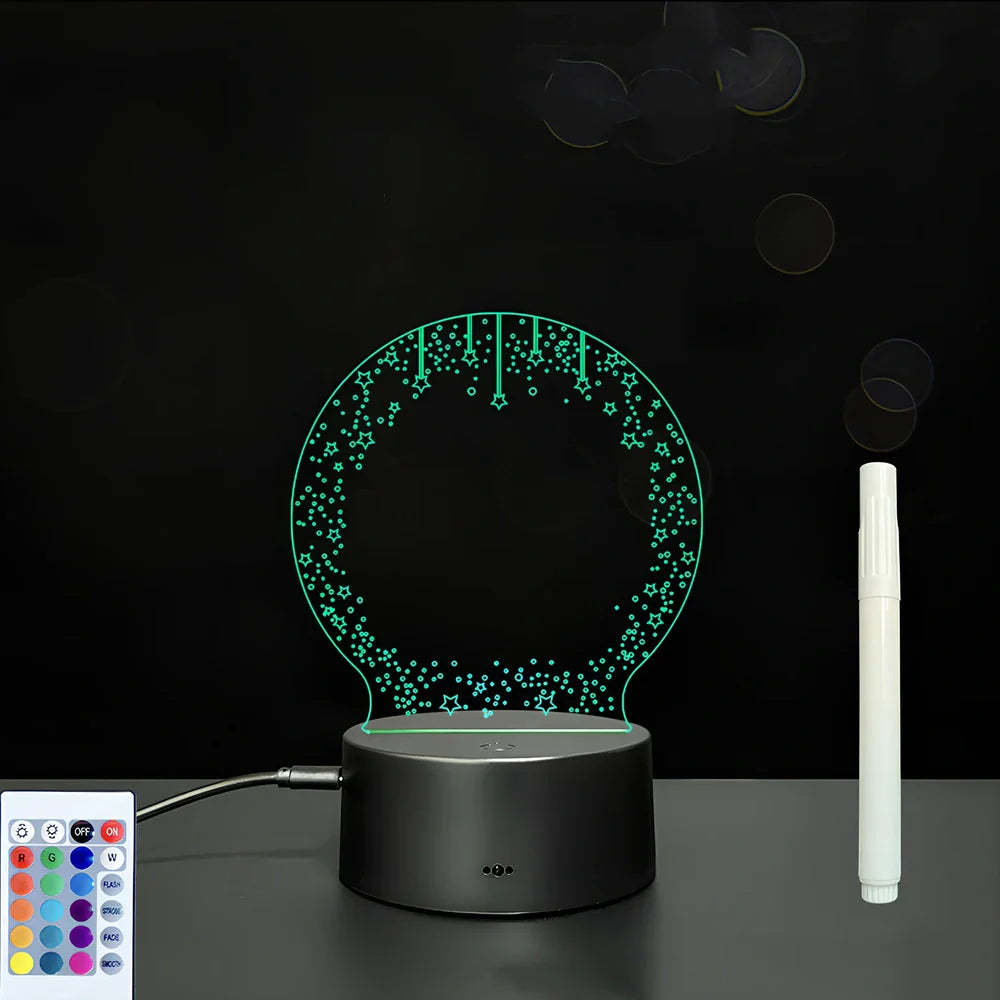 3D acrylic LED message board on black ABS base, 96cm x 40cm, with touch colourful lights and stylus