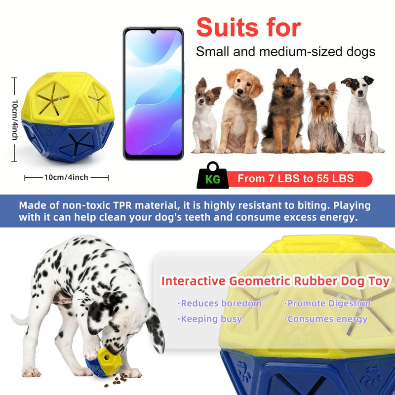 Dog ball toy bite-resistant food-dispensing interactive treat puzzle ball hollow design indoor outdoor use suitable for small to medium dogs available in blue or red