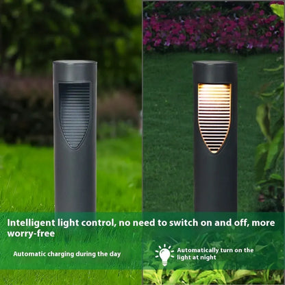 Black geometric solar garden light with abstract design for outdoor decoration
