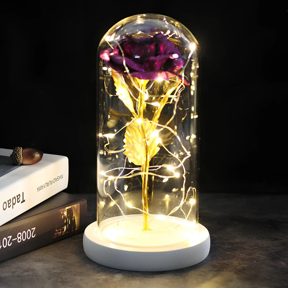 Little Prince Rose Glass Cover with 20cm diameter dome protecting plastic flower arrangement