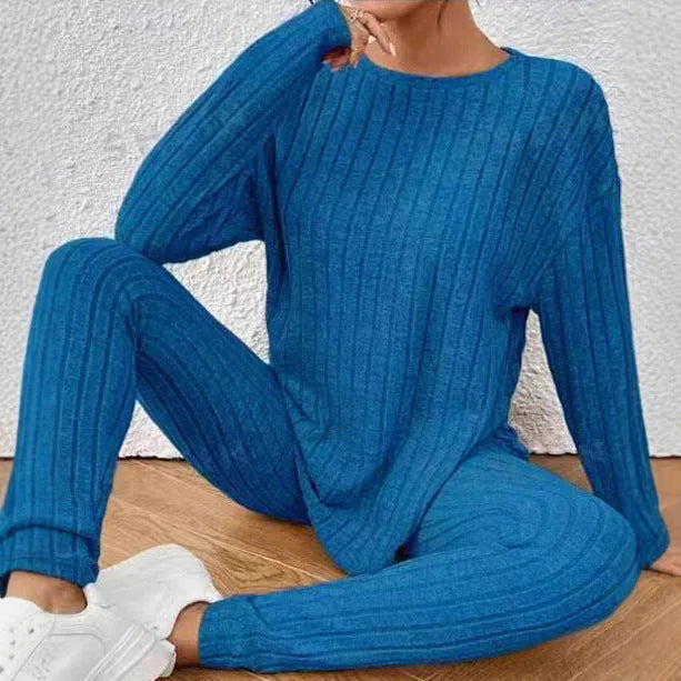 Black and blue polyester two-piece homewear set with regular sleeves in sizes 1XL to 5XL