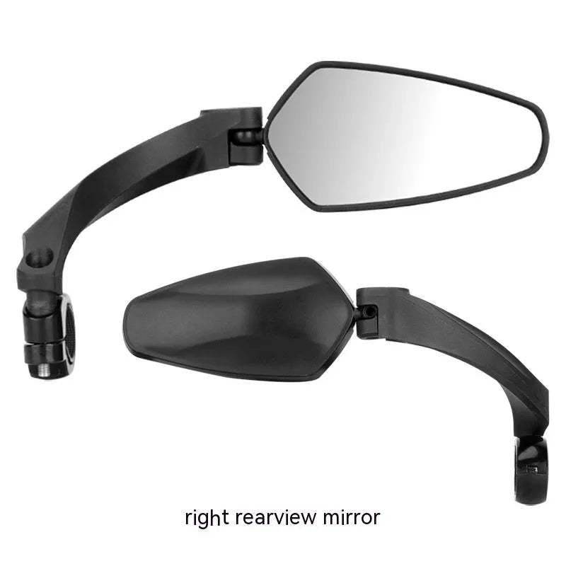 Black rotatable bicycle rearview mirror for mountain and road bike safety