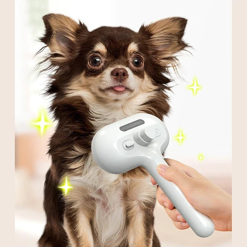 Premium Self-Cleaning Pet Grooming Brush with Angled Bristles and Misting Humidifier for Effortless Detangling and Conditioning