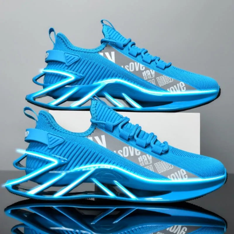 Men's fly woven mesh casual trainers in solid colours with embroidery detail on breathable upper