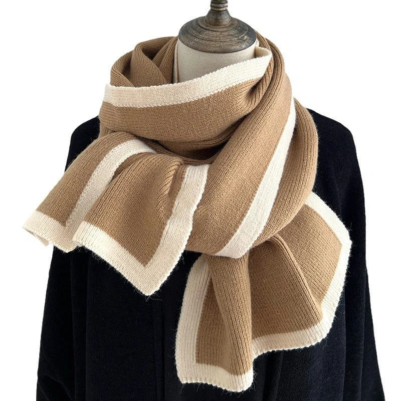 Premium knitted wool scarf in various classic British colours, including red, camel, grey, black, beige, and army green