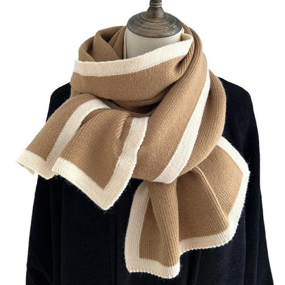 Premium knitted wool scarf in various classic British colours, including red, camel, grey, black, beige, and army green