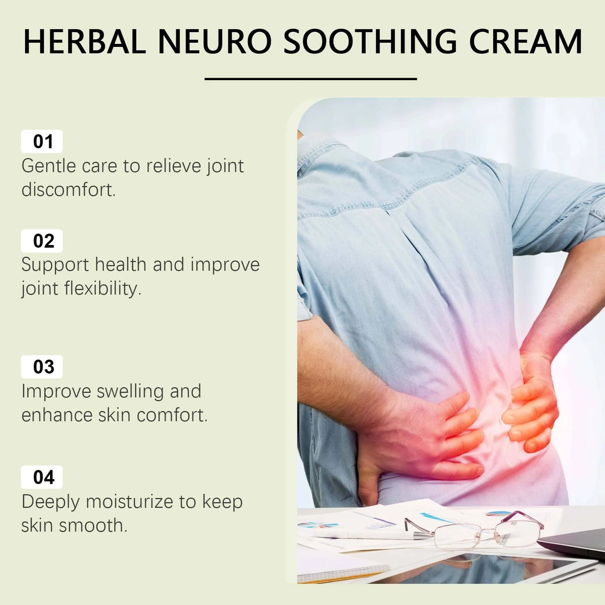 100g container of botanical body care cream with arnica, pepper, and mugwort root ingredients