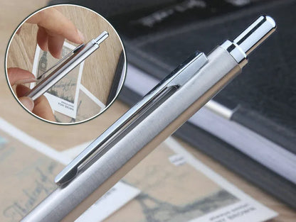 Metal automatic mechanical pencil showing multiple lead diameter options including 0.5 mm, 0.7 mm, 0.9 mm, 1.3 mm, and 2.0 mm