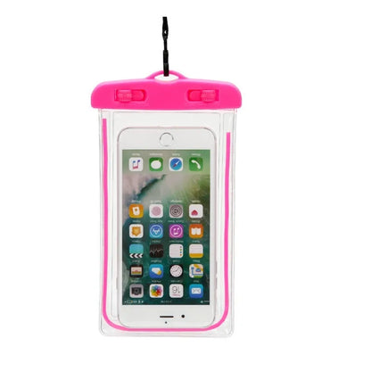 Transparent waterproof PVC phone case with luminous properties for outdoor sports protection