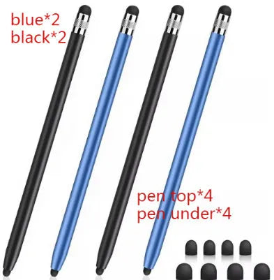 Two-in-one metal touch screen pen in various colours for use with Samsung, Apple, and Xiaomi devices