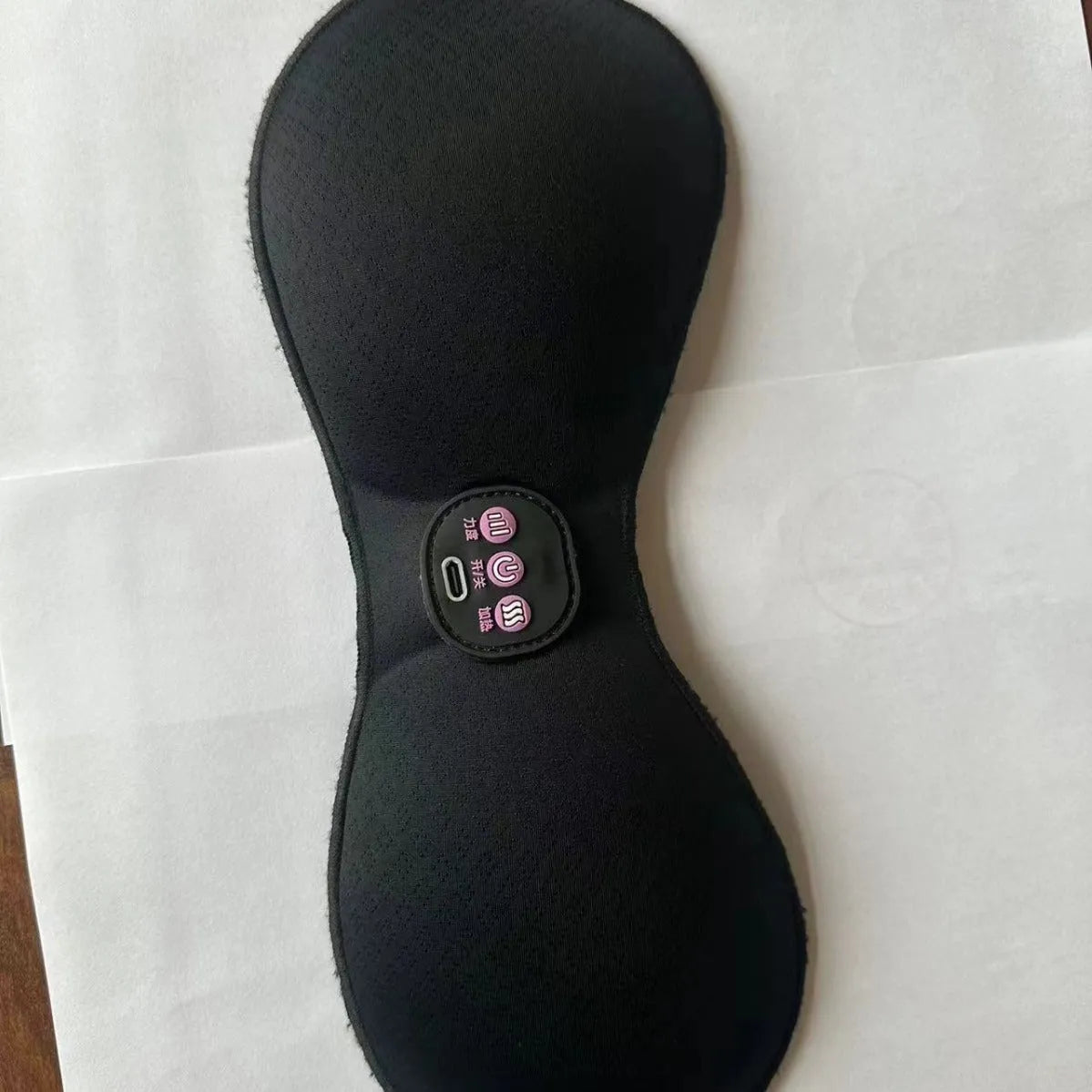 Black electric massage bra inner cushion with chest stickers and 3-key English control panel