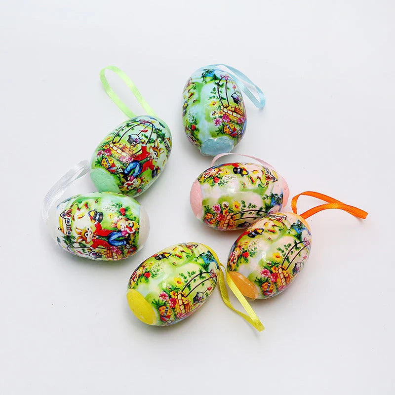 Colourful and vivid painted Easter egg ornaments in various sizes and styles, perfect for decorating Easter baskets, trees, and more.