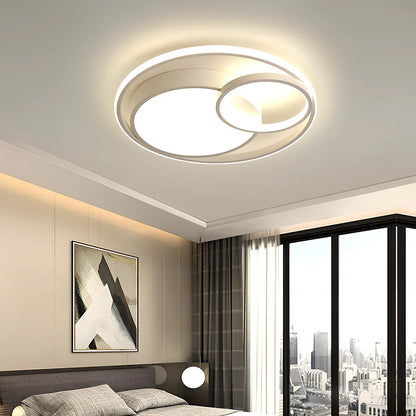Nested round wrought iron chandelier in black 50cm with LED warm light dimming for living room, 10-15㎡ coverage